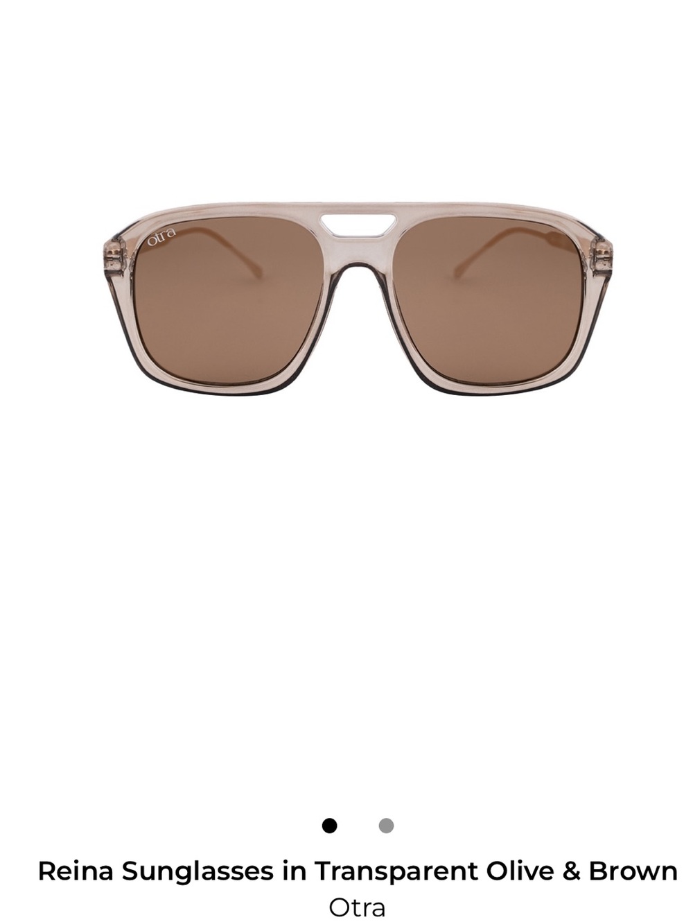 Otra Reina Sunglasses — Transparent Olive Frame with Brown Lenses